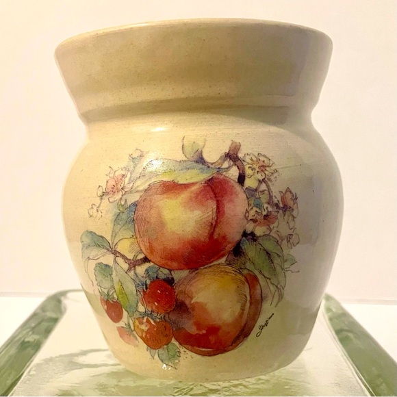 Crock Handmade in USA by Casey Pottery of Marshall, TX Fruit Motif Artist Signed - Picture 2 of 8